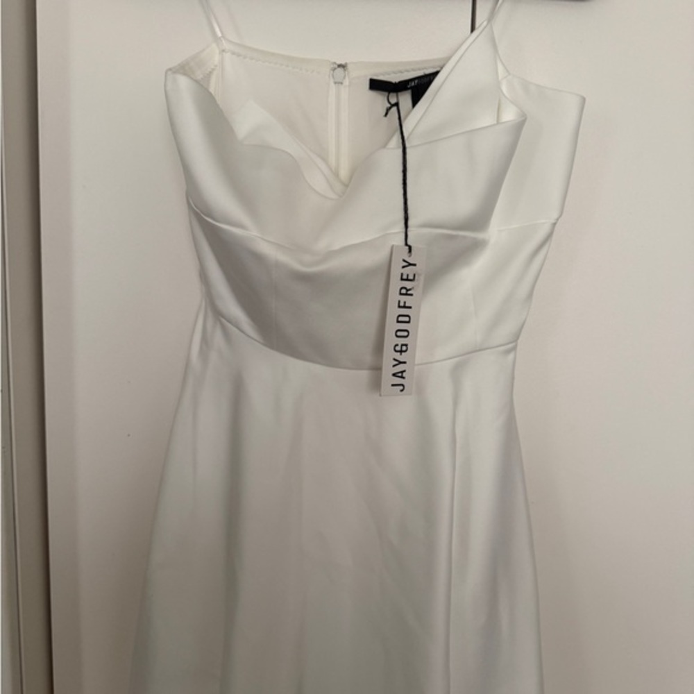 Nwt | Jaygodfrey White Midi Strapless Dress With Sweetheart Neckline Size 6